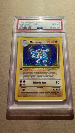 1999 Machamp Base Set 1st Edition 8/102 Holo PSA 8 NM-MT Rare Pokemon Card - Image 2