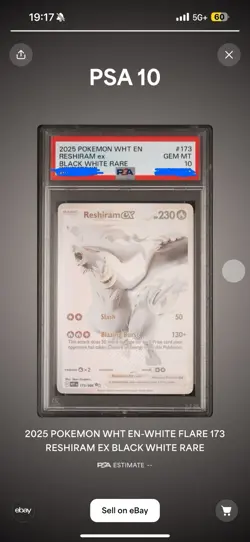 FIRST ENGLISH PSA 10 RESHIRAM EX #173 BWR WHITE FLARE POKEMON POP 1 - Image 1