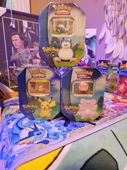 PokÃ©mon GO Gift Tins (Set of 3) POKEMON TCG - Sealed Pikachu Snorlax Blissey - Image 2