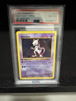 1999 Pokemon Base Set 1st Edition Shadowless Holo Mewtwo #10 - PSA 4 - Image 1