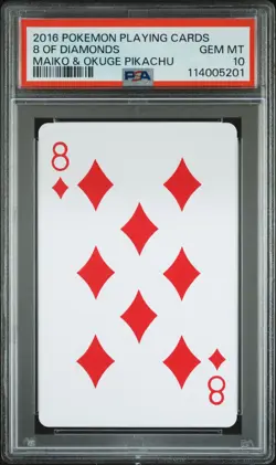 2016 POKEMON PLAYING CARDS MAIKO PIKACHU & OKUGE PIKACHU 8 OF DIAMONDS PSA 10 - Image 3