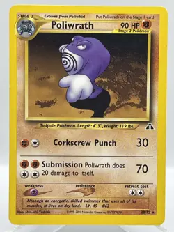 Poliwrath 28/75 Neo Discovery Non Holo Rare WotC Vintage Pokemon TCG Card - Image 1