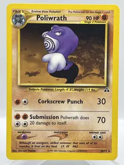 Poliwrath 28/75 Neo Discovery Non Holo Rare WotC Vintage Pokemon TCG Card - Image 4