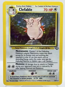 Clefable 1/64 Jungle Unlimited Holo Rare WotC 1999 Vintage Pokemon TCG Card - Image 4