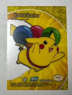 2000 Topps Pokemon Pikachu #PC1 #25 TV Animation Clear Card NM - Image 3