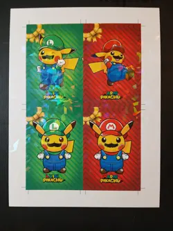 Pokémon Super Mario & Luigi Pikachu Merry Christmas Card Database Uncut Sheet - Image 3