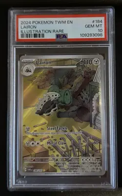 Pokemon TCG Lairon 184/167 Twilight Masquerade Illustration Rare Card - PSA 10 - Image 1