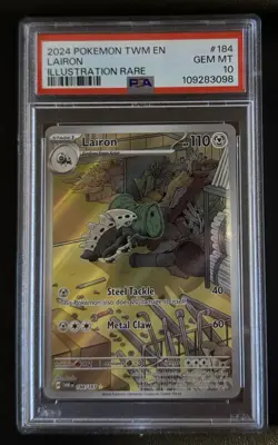 Pokemon TCG Lairon 184/167 Twilight Masquerade Illustration Rare Card - PSA 10 - Image 3