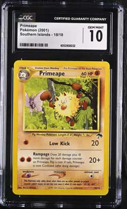 CGC 10 GEM MINT Primeape 2001 Southern Islands 18/18 Pokemon Card psa - Image 3