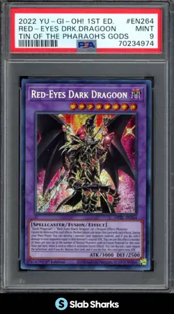 2022 YU-GI-OH! TIN OF THE PHARAOH'S GODS 1ST EDITION RED-EYES DARK DRAGOON PSA 9 - Image 4