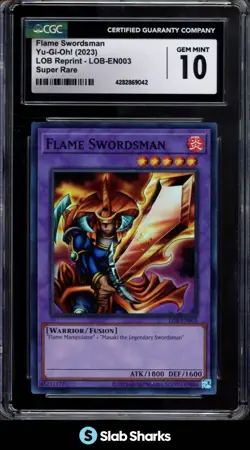 2023 YU-GI-OH LOB REPRINT WHITE DRAGON ENGLISH FLAME SWORDSMAN SUPER RARE CGC 10 - Image 1