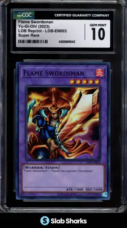 2023 YU-GI-OH LOB REPRINT WHITE DRAGON ENGLISH FLAME SWORDSMAN SUPER RARE CGC 10 - Image 4