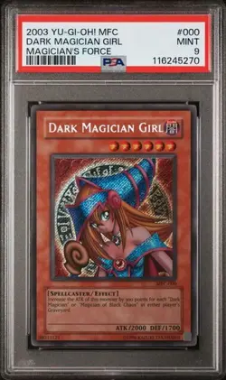 2003 Yu-Gi-Oh! Dark Magician Girl MFC-000 Secret Rare PSA 9 MINT - Image 2
