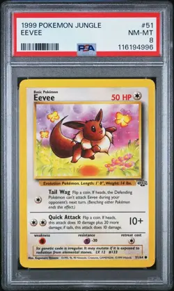 1999 POKEMON JUNGLE #51 EEVEE PSA 8 A3A - Image 1