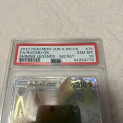 PokÃ©mon TCG Raichu GX Shining Legends Sun & Moon Secret Rare Card 75/73 PSA 10 - Image 2