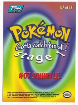 SQUIRTLE - # 07 - TOPPS SERIES  - E7 OF 12 - BLUE LOGO - Pokemon Card - - Image 2