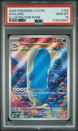 2025 POKEMON JTG EN-JOURNEY TOGETHER ILLUSTRATION RARE #162 WAILORD PSA 10 - Image 1