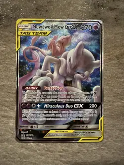 Pokemon 2019 Mewtwo & Mew GX TAG TEAM SM191 Black Star Promo TCG - Image 1