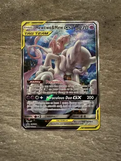 Pokemon 2019 Mewtwo & Mew GX TAG TEAM SM191 Black Star Promo TCG - Image 1
