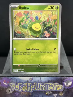 Pokemon Card Budew 004/131 Master Ball Reverse Holo Prismatic Evolutions NM - Image 1