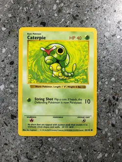 Pokemon TCG Cards SHADOWLESS Base Set Caterpie 45/102 NM - Image 1