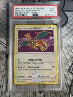 Pokemon Special Delivery Bidoof Day P.M. Center Holo Promo SWSH177 PSA 9 Mint - Image 1