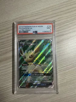 Pokemon Leafeon GX 139/156 S&M Ultra Prism Full Art Holo - PSA 9 MINT - Image 1