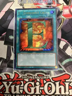E - Emergency Call Ultra Rare Gold BLC1-EN032 Yugioh Elemental Hero - Image 1