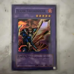Yugioh Flame Swordsman LOB-003 Unlimited Super Rare Holo NM-M - Image 1