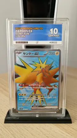 Pokemon Zapdos EX 194/165 Secret Rare Card Gem Mint Ace 10 - Image 1
