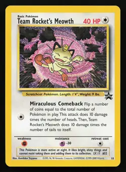 Team Rocket's Meowth 18 WOTC Black Star Promo Pokémon Card - Image 3
