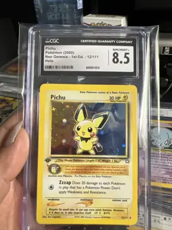 2000 Pokemon Neo Genesis 12 Pichu 1st Edition Holo Rare Pokemon TCG Card CGC 8.5 - Image 6