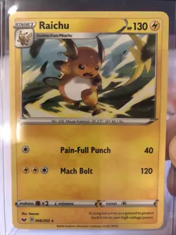 Pokémon TCG Raichu Sword & Shield Base Set 066/202 Regular Rare Near Mint - Image 1
