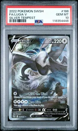 2022 Pokemon Silver Tempest Lugia #186 V Full Art Sword & Shield PSA 10 Gem Mint - Image 1