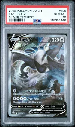 2022 Pokemon Silver Tempest Lugia #186 V Full Art Sword & Shield PSA 10 Gem Mint - Image 3