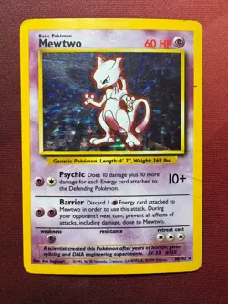 MEWTWO 10/102 Base Set HOLO rare Unlimited Pokemon TCG card - Image 1