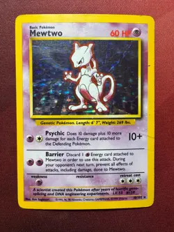 MEWTWO 10/102 Base Set HOLO rare Unlimited Pokemon TCG card - Image 4