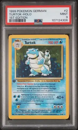 Pokemon TCG Blastoise (Turtok) #2 German 1st Edition PSA 9 Holo Foil Base Set - Image 1
