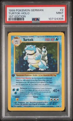 Pokemon TCG Blastoise (Turtok) #2 German 1st Edition PSA 9 Holo Foil Base Set - Image 3