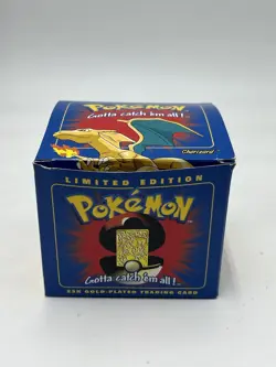 23K Gold Plated CHARIZARD Trading Card 1999 Burger King Pokemon Ball - Image 5