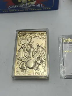 23K Gold Plated CHARIZARD Trading Card 1999 Burger King Pokemon Ball - Image 7