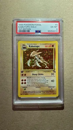 1999 Pokemon Fossil Kabutops - Holo 9/62 1st Edition PSA 6 EX-MT - Image 1