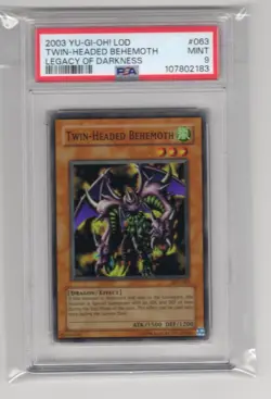 2003 Yu-Gi-Oh! Twin-Headed Behemoth LOD 063 Unlimited Super Rare PSA 9 - Image 1