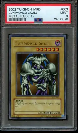 PSA 9 Summoned Skull MRD-003 Ultra Rare 2002 Yugioh Metal Raiders Original Print - Image 1