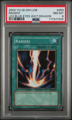 Yu-Gi-Oh 2002 Legend of Blue Eyes White Dragon Raigeki LOB-053 PSA 8 - Image 3