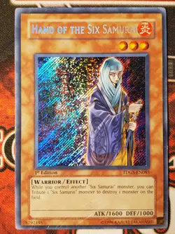 Yugioh Hand of the Six Samurai TDGS-EN085 Secret Rare 1st Edition Damaged/HP - Image 1