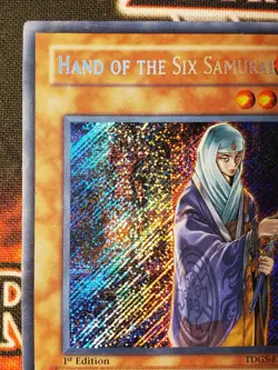 Yugioh Hand of the Six Samurai TDGS-EN085 Secret Rare 1st Edition Damaged/HP - Image 2