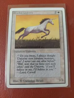 Pearled Unicorn - Magic the Gathering MTG Unlimited Edition Single Nice!LP - Image 3