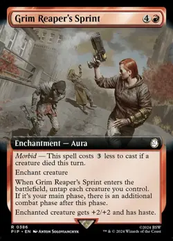 MTG Grim Reaper's Sprint - Foil - Extended Art, Fallout, Near Mint, English - Image 1