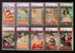 2024 One Piece Card Game English 1st Anniversary Sequential PSA 10 Set - Image 1